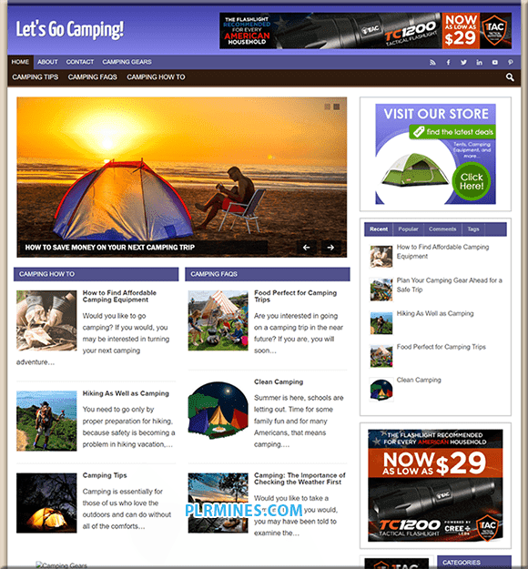 Consejos de camping PLR Website
