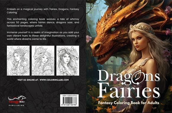 Dragones y hadas Fantasía para colorear libro