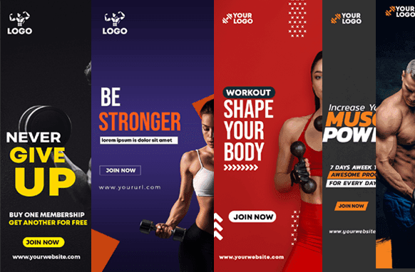 Plantillas de anuncios verticales de fitness