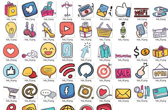 Pegatina de dibujo de mano de redes sociales