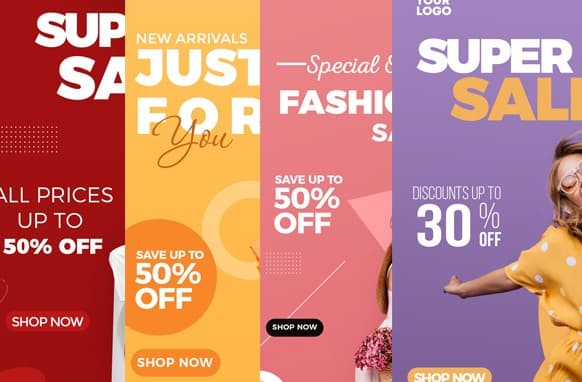 Plantillas de anuncios verticales de moda